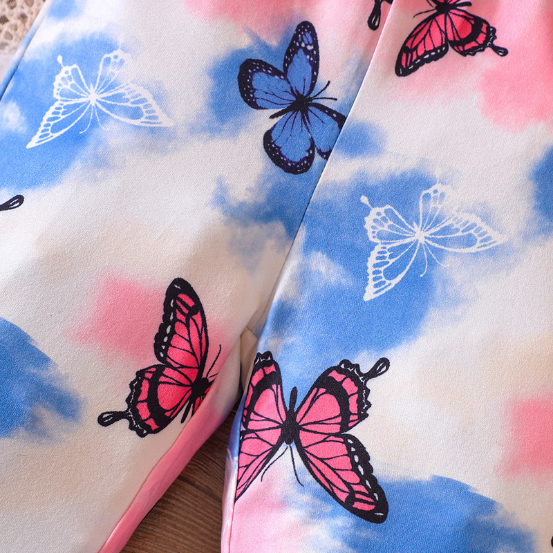 Nove jesenske hlače za djevojčice s leptir printom na kravatu