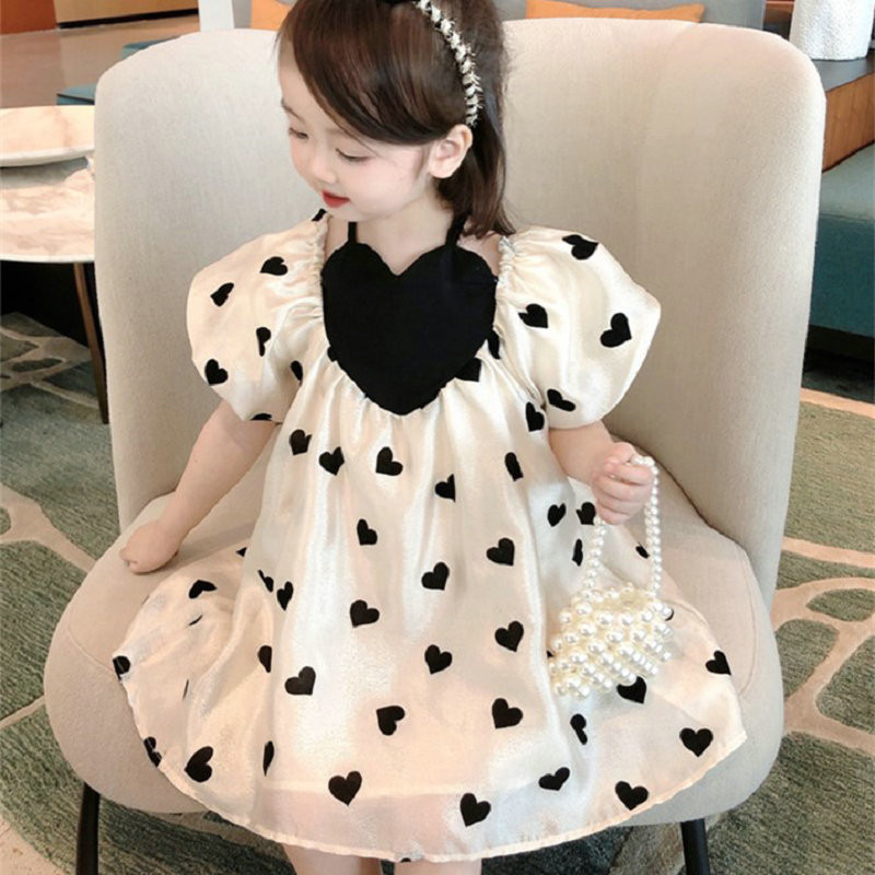 Haljina za djevojčice, personalizirana ljubavna haljina s mjehurićima, slatka haljina princeze za zabavu, nova ljetna modna dječja odjeća 2023.