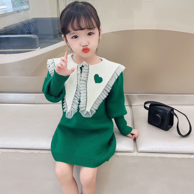 Džemper haljina za djevojčice Slatka dječja odjeća Pleteni pulover haljina Jesen Zima Nove modne dječje haljine na preklop za djevojčice