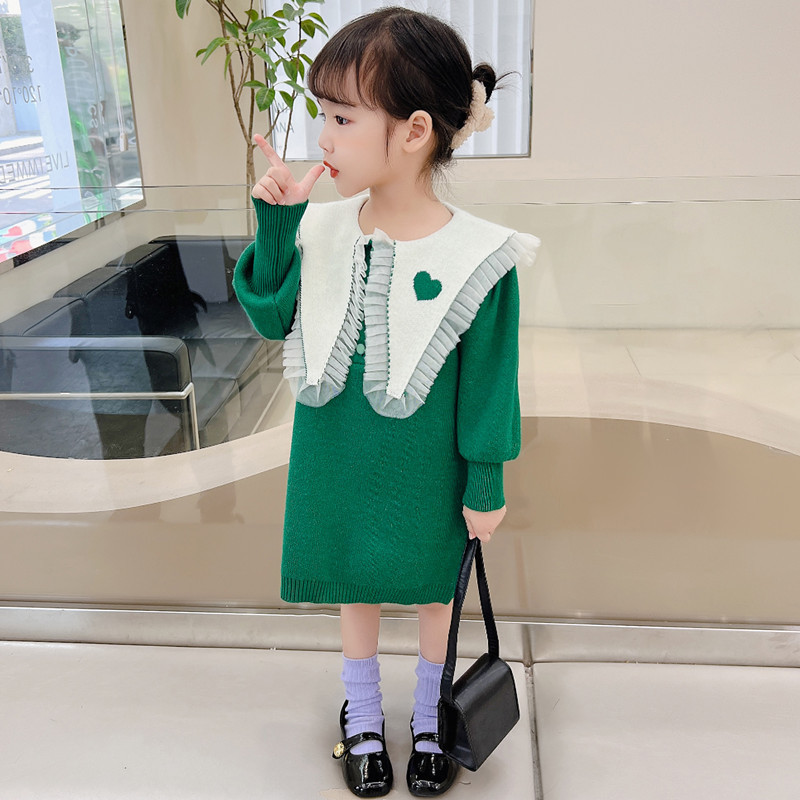 Džemper haljina za djevojčice Slatka dječja odjeća Pleteni pulover haljina Jesen Zima Nove modne dječje haljine na preklop za djevojčice