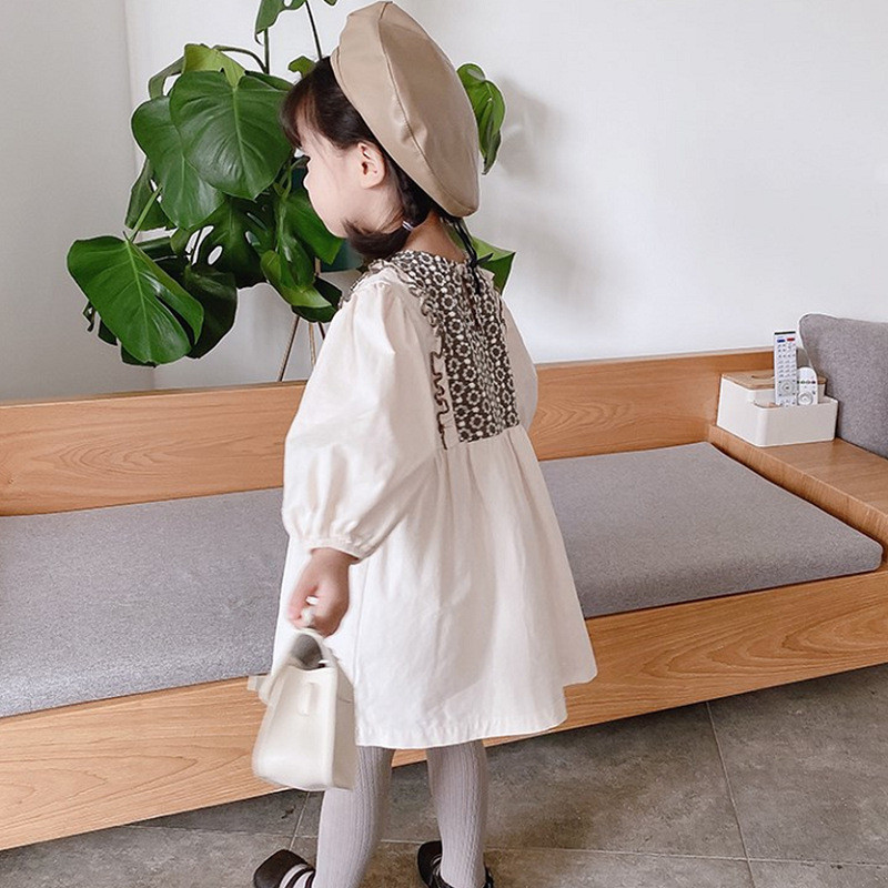 Haljine za djevojčice Jesen 2023. Nova dječja dječja odjeća Korejska japanska odjeća s šivanim cvijećem Široka moderna haljina za djevojčice