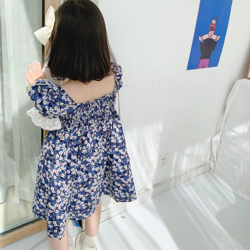 Ljetna haljina za djevojčice Čipkani ovratnik Cvjetni kompleti Slatki kostimi Princeza Party haljina Pamuk Dječja dječja odjeća za djevojčice