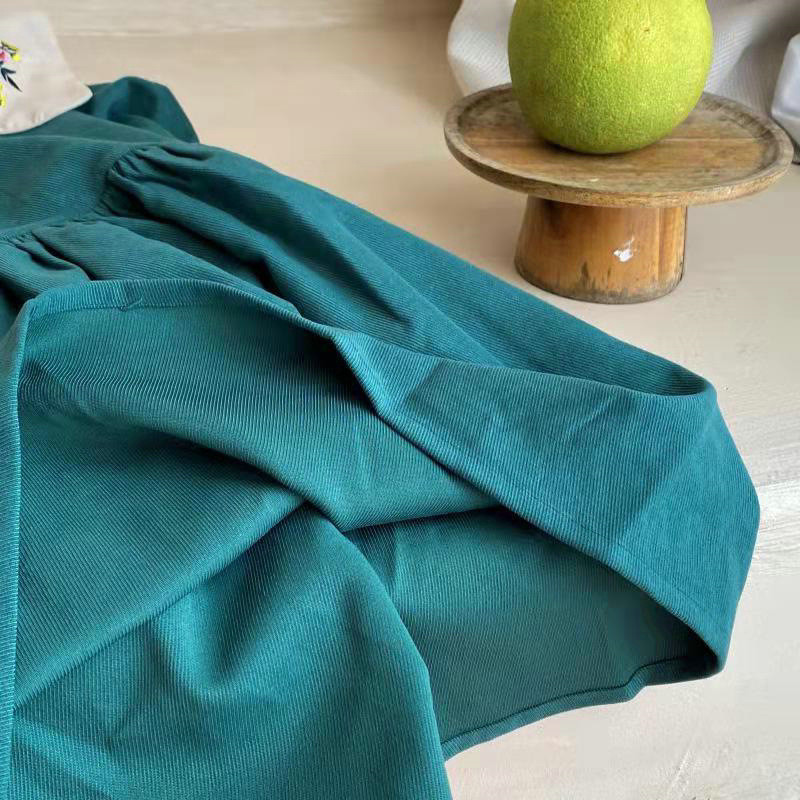 Proljetna i jesenska haljina za djevojčice Nova izvezena ovratnica za lutke Haljina princeze s izvezenim cvijetom i reverom Ležerna dječja odjeća