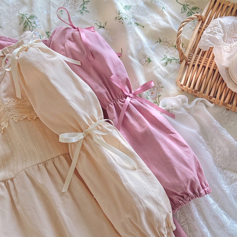 Jesenska haljina za djevojčice, korejska dječja leptir-kravata, čipkasta haljina s mjehurićastim rukavima, proljetna haljina princeze s okruglim izrezom i dugim rukavima 2024.