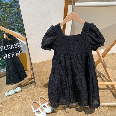 2023 uus Uus Kevad suvi beebi lapsed lapsed tüdruk must Moodsad vabaaja puuvillased kleidid Lasteriided