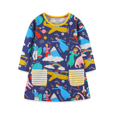 Μακρυμάνικα Jumping Meters Φορέματα για μωρά για κορίτσια Φθινοπωρινά ανοιξιάτικα κινούμενα σχέδια Hot Selling Παιδικά κοστούμια Frocks Ρούχα γενεθλίων