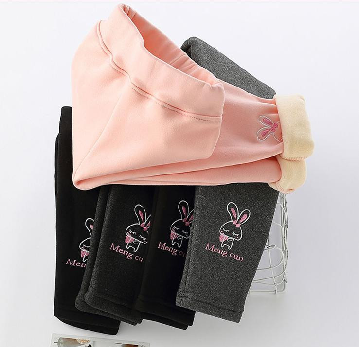 Mergaičių rudens ir žiemos vilnos antblauzdžiai korėjietiška versija Vaikiški pastorinti animaciniai filmukai plonos išorinės kelnės Kūdikių mados laisvalaikio kelnės