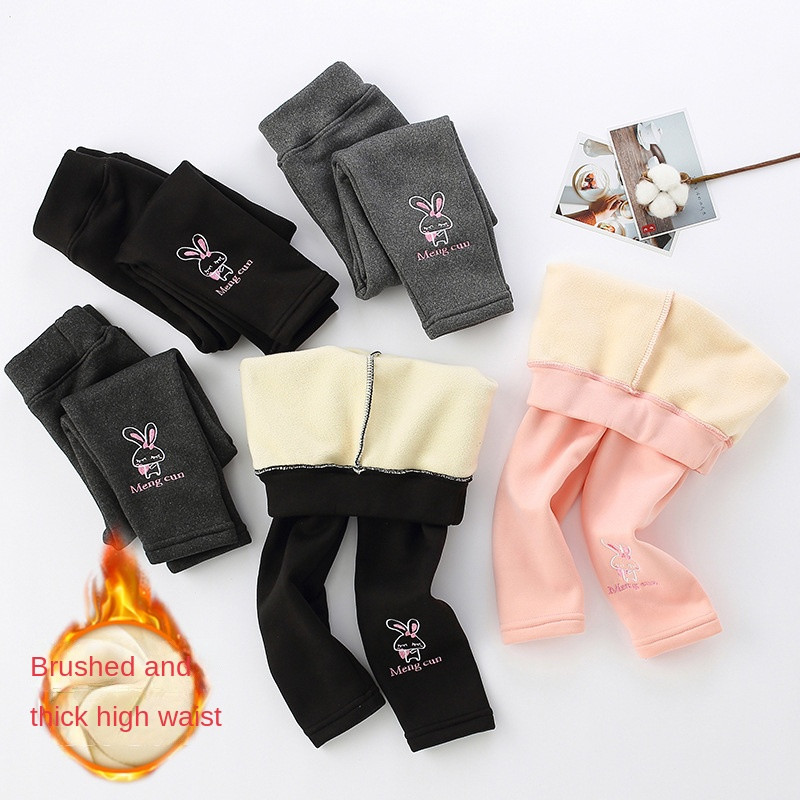 Mergaičių rudens ir žiemos vilnos antblauzdžiai korėjietiška versija Vaikiški pastorinti animaciniai filmukai plonos išorinės kelnės Kūdikių mados laisvalaikio kelnės