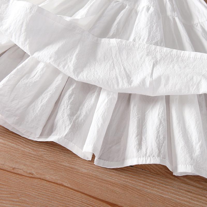 2023. Ljetna haljina princeze za djevojčice, bijela, jednobojna, mekana i udobna odjeća, lijepa za djevojčice od 2 do 8 godina