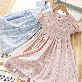 Καλοκαιρινό φόρεμα κοριτσιών 4-10 ετών υψηλής ποιότητας 2022 Νέα δαντέλα σιφόν λουλούδι ντραπέ Ruched παιδικά ρούχα Πριγκίπισσα φόρεμα για κορίτσια