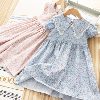 Καλοκαιρινό φόρεμα κοριτσιών 4-10 ετών υψηλής ποιότητας 2022 Νέα δαντέλα σιφόν λουλούδι ντραπέ Ruched παιδικά ρούχα Πριγκίπισσα φόρεμα για κορίτσια