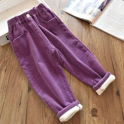 Toamnă/Iarnă Pantaloni sport exterior gros din velur Pantaloni termici pentru copii Băieți și fete 3-10 ani Pantaloni casual cu talie înaltă