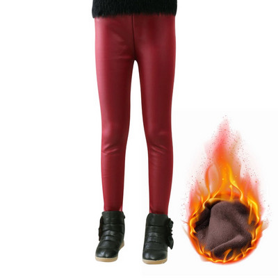 Tajice za djevojčice Kožne tajice Pencil Hlače Nove zimske dječje tople hlače Tajice od PU kože Uske kožne hlače za djevojčice