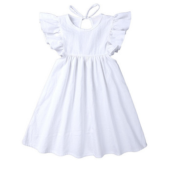 Βρεφικά φορέματα Λινά βαμβακερά καλοκαιρινά ρούχα για κορίτσια Βολάν Λευκό φόρεμα πριγκίπισσας 1ο πάρτι γενεθλίων για κορίτσια 0-6Y Flower Ρούχα