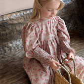 deer jonmi Nova jesen 2023. za djevojčice, haljina s cvjetnim uzorkom, puf rukava, retro ogrtač u dvorskom stilu, dječje haljine za princeze