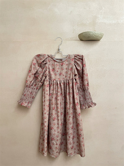 deer jonmi Nova jesen 2023. za djevojčice, haljina s cvjetnim uzorkom, puf rukava, retro ogrtač u dvorskom stilu, dječje haljine za princeze