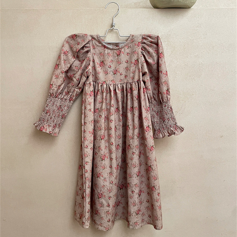 deer jonmi Nova jesen 2023. za djevojčice, haljina s cvjetnim uzorkom, puf rukava, retro ogrtač u dvorskom stilu, dječje haljine za princeze