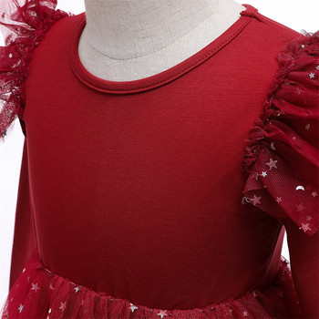 Κόκκινο χριστουγεννιάτικο φόρεμα για κορίτσια Φθινοπωρινό Ολόσωμο Τούλι Διχτυωτό Tutu Παιδική Πριγκίπισσα Ρούχα πάρτι γενεθλίων Παιδικά Πρωτοχρονιάτικα κοστούμια