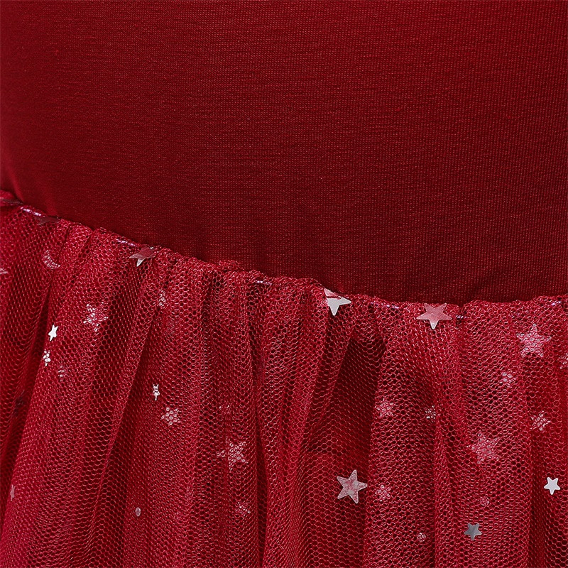 Crvena božićna haljina za djevojčice, jesenska mrežasta tutu punih rukava, dječja odjeća za princezu, dječji novogodišnji kostimi