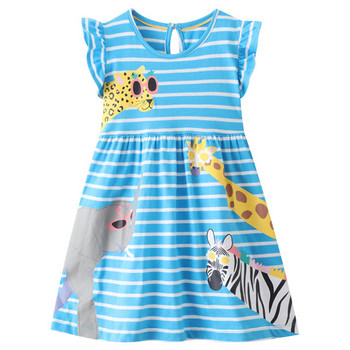 Jumping Meters Hot Selling Πριγκίπισσα Φορέματα για κορίτσια Καλοκαιρινά Αμάνικα Ζώα Εκτύπωση Παιδικά Βαμβακερά Φροκάκια Δώρο Γενεθλίων Παιδιά