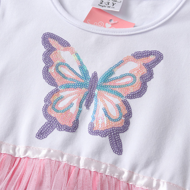 DXTON Leptir šljokičasta haljina za djevojčice, gradijent, dječja elegantna haljina za vjenčanje, rođendan, tutu haljina princeze, dječja ljetna odjeća