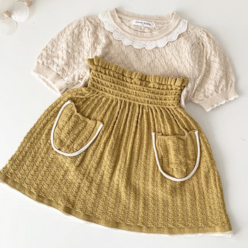 Καλοκαίρι 1-7 ετών Πλεκτές φούστες για μωρά για μωρά Hollow Out Μόδα για κορίτσι πουλόβερ φούστα Παιδικά πλεκτά ρούχα Παιδικές φούστες ψηλόμεσες