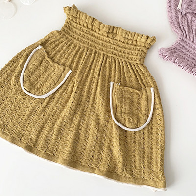 1-7 ani de vară pentru fetițe fuste tricotate scobite la modă fustă pulover pentru fetiță haine tricotate pentru copii fuste cu talie înaltă pentru copii