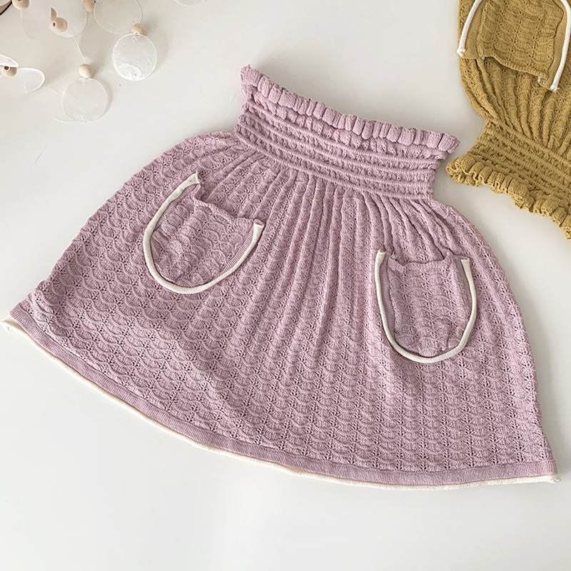 1-7 ani de vară pentru fetițe fuste tricotate scobite la modă fustă pulover pentru fetiță haine tricotate pentru copii fuste cu talie înaltă pentru copii