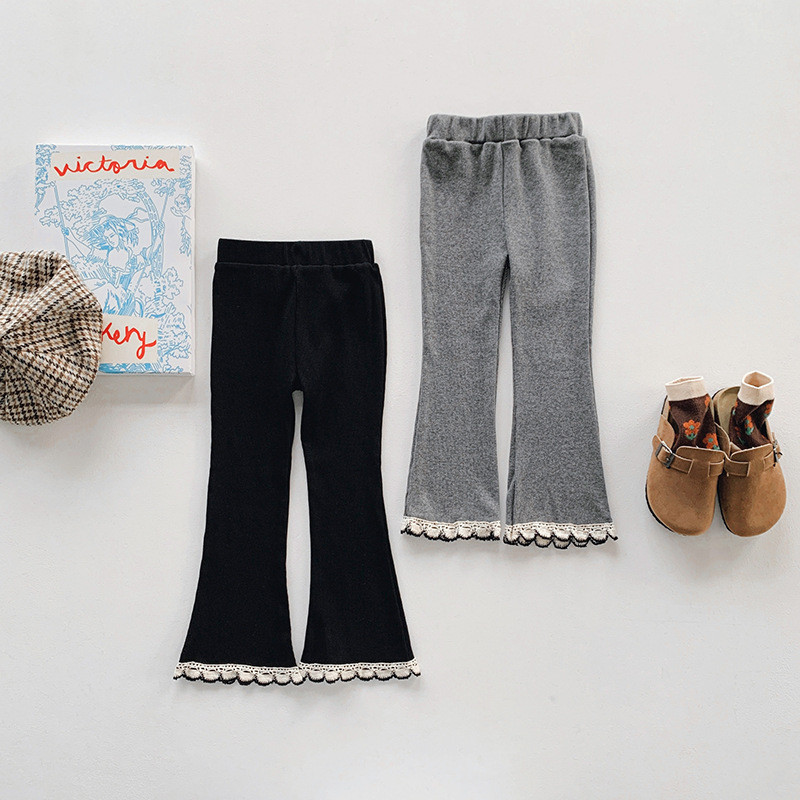 Dječje tajice Ležerne hlače Djevojčice Meke i visoke elastične hlače Djevojačke pletene široke hlače Jesen 2023. Moderne dječje hlače