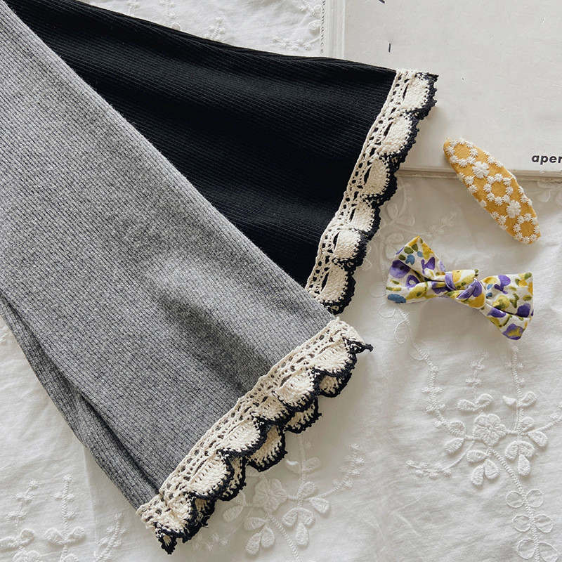 Dječje tajice Ležerne hlače Djevojčice Meke i visoke elastične hlače Djevojačke pletene široke hlače Jesen 2023. Moderne dječje hlače