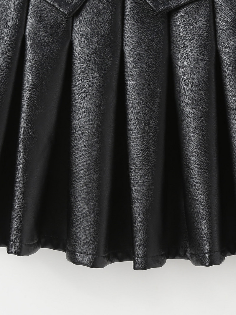 Crne plisirane kratke hlače od PU kožne suknje za djecu