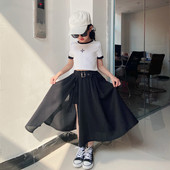 Crna ljetna suknja od šifona za djevojčice Jednostavna Jednobojna dječja odjeća Modna dječja odjeća za djevojčice Dječja odjeća za djevojčice