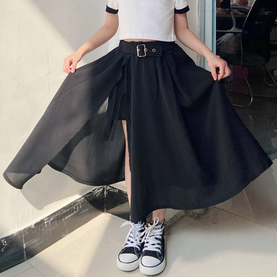 Crna ljetna suknja od šifona za djevojčice Jednostavna Jednobojna dječja odjeća Modna dječja odjeća za djevojčice Dječja odjeća za djevojčice