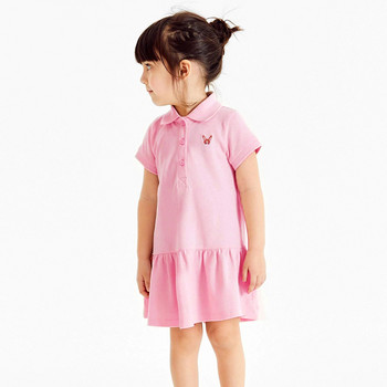 2023 Βρεφικά κορίτσια, καλοκαιρινό βαμβακερό φόρεμα πόλο ροζ υπέροχα καθημερινά ρούχα Παιδικά μαλακά και άνετα ρούχα για παιδιά 2-8 ετών