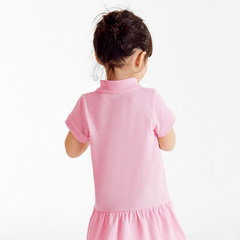 2023 Βρεφικά κορίτσια, καλοκαιρινό βαμβακερό φόρεμα πόλο ροζ υπέροχα καθημερινά ρούχα Παιδικά μαλακά και άνετα ρούχα για παιδιά 2-8 ετών