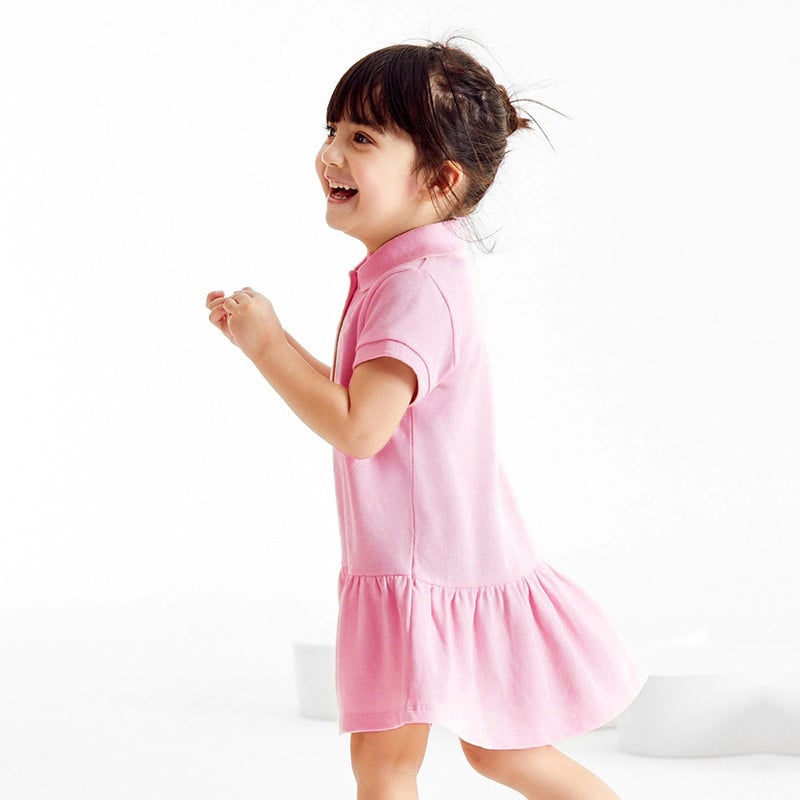 Ljetna pamučna polo haljina za djevojčice 2023. Ružičasta lijepa ležerna odjeća Dječja mekana i udobna odjeća za djecu 2-8 godina