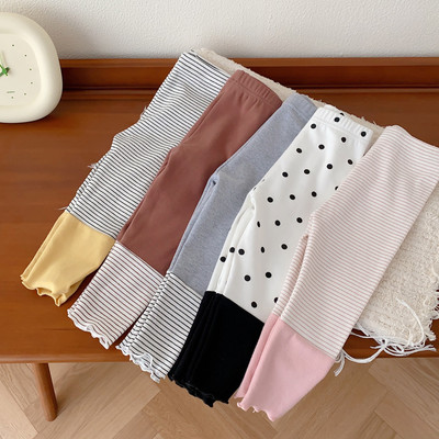 Modne jesenske hlače za djevojčice od 0 do 4 godine Točkaste pruge Patchwork tajice Hlače Capris Dječja odjeća