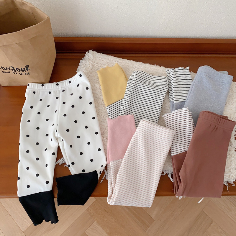 Μόδα φθινοπωρινό παντελόνι για κορίτσια 0-4 χρονών Διακεκριμένο ριγέ συνονθύλευμα κολάν Παντελόνι Capris Παιδικά ρούχα