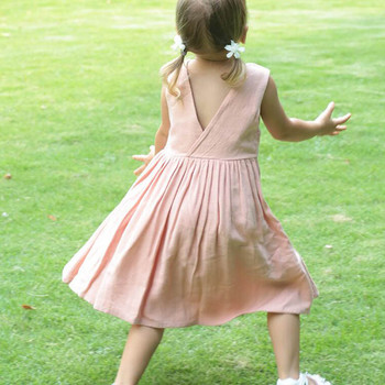 Καλοκαιρινό βρεφικό φόρεμα από βαμβακερό λινό αμάνικο μονόχρωμο παιδικό πάρτι φορέματα κορεατικού στυλ 1-5 ετών Βρεφικό φόρεμα πριγκίπισσας