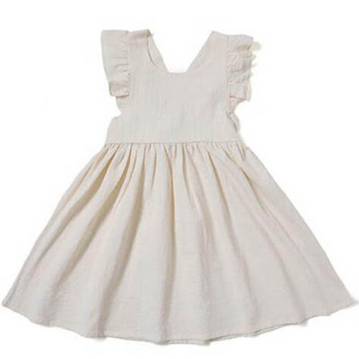 Ljetna haljina za djevojčice od pamučnog lana Jednobojne dječje haljine za zabavu u korejskom stilu 1-5 godina Haljina princeze za djevojčice