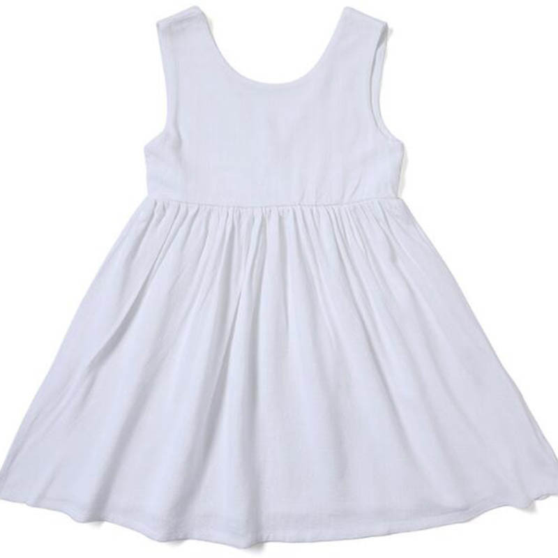 Ljetna haljina za djevojčice od pamučnog lana Jednobojne dječje haljine za zabavu u korejskom stilu 1-5 godina Haljina princeze za djevojčice