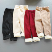 Lasteriided Sügistalv Baby Girls Plus Velvet Säärised Tüdrukud Kootud Elastsus Pakse soojad Püksid Lastele Püksid