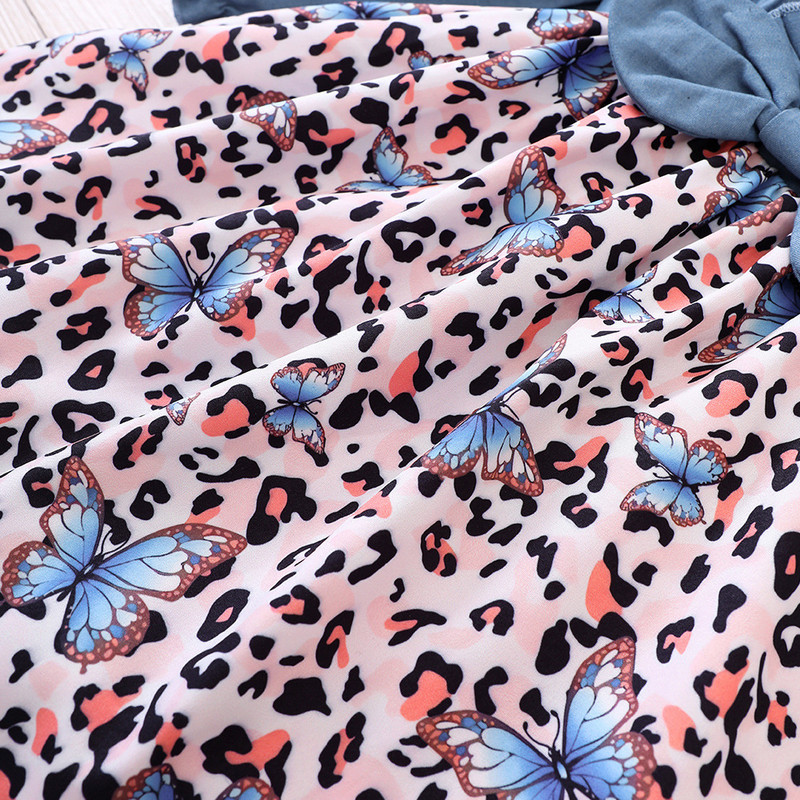 Nova zimska haljina za djevojčice 2023., dugih rukava, O izrez, mašna s printom leptira, plava slatka dizajnerska haljina princeze za djevojčice Vestido 18M-7T