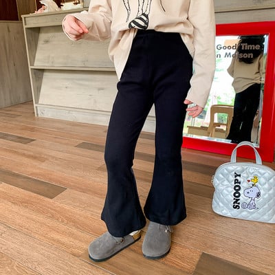 2023. aasta sügise tüdrukute ühevärvilised laiaulatuslikud püksid 2–8-aastased laste puuvillased õhukesed laienevad püksid