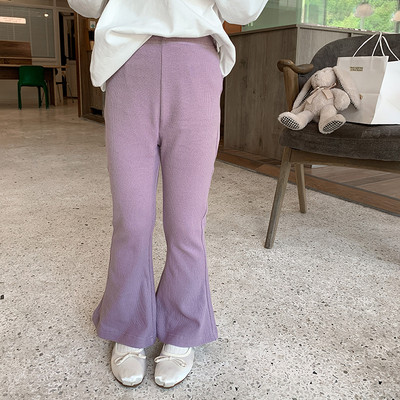 2023. aasta sügise tüdrukute ühevärvilised laiaulatuslikud püksid 2–8-aastased laste puuvillased õhukesed laienevad püksid