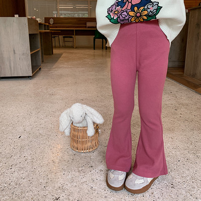 2023. aasta sügise tüdrukute ühevärvilised laiaulatuslikud püksid 2–8-aastased laste puuvillased õhukesed laienevad püksid