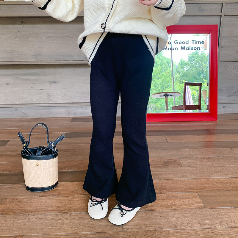 2023. aasta sügise tüdrukute ühevärvilised laiaulatuslikud püksid 2–8-aastased laste puuvillased õhukesed laienevad püksid