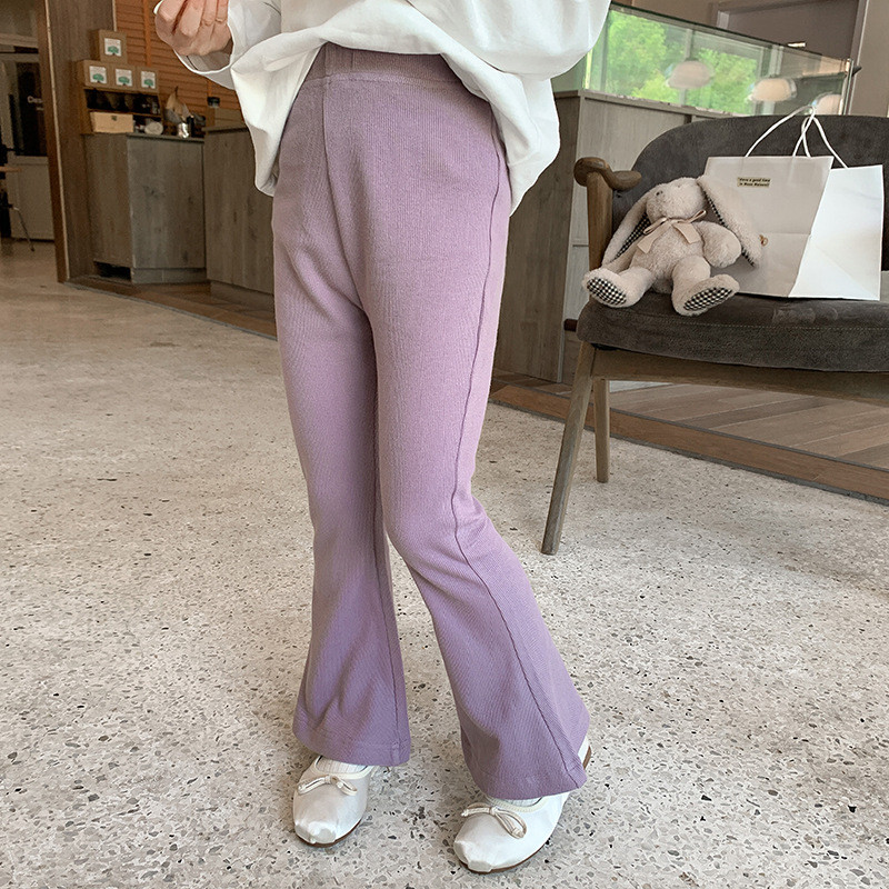 2023. aasta sügise tüdrukute ühevärvilised laiaulatuslikud püksid 2–8-aastased laste puuvillased õhukesed laienevad püksid