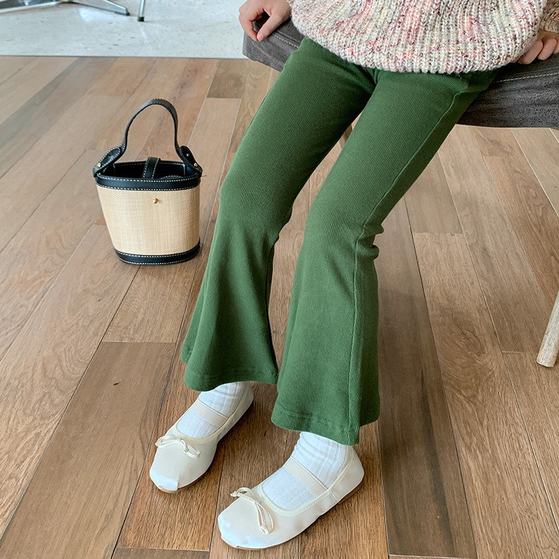 2023. aasta sügise tüdrukute ühevärvilised laiaulatuslikud püksid 2–8-aastased laste puuvillased õhukesed laienevad püksid