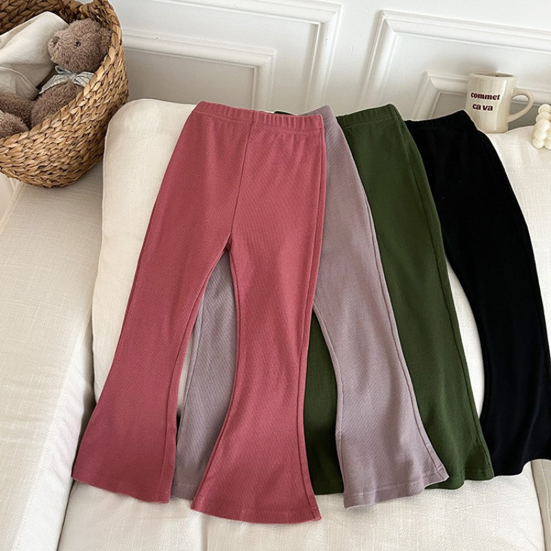 2023. aasta sügise tüdrukute ühevärvilised laiaulatuslikud püksid 2–8-aastased laste puuvillased õhukesed laienevad püksid